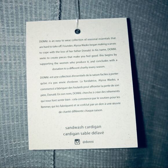 New Donni Cardigan Sweater XL oversized ribbed Neutral Oatmeal Stretch Pockets - Picture 6 of 8